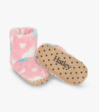 Hatley Big Hearts Pink Fuzzy Fleece Slippers