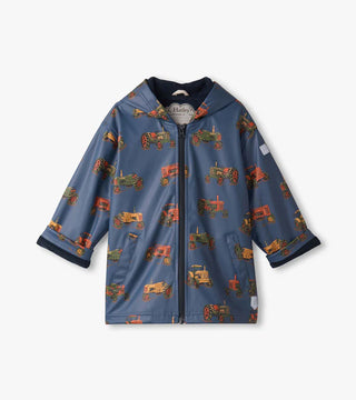 Boys Landscape Tractors Zip-Up Lightweight Rain Jacket
