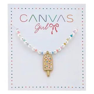 Canvas Girl Pearl Bead Popsicles Necklace