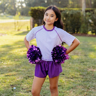 Blended Spirit Purple Pinstripe Boxy Tee