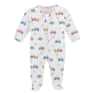 Baby Club Chic Tractor Time Pima Zipped Footie