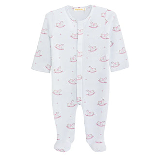 Baby Club Chic Cute Rocking Horse Pink Footie