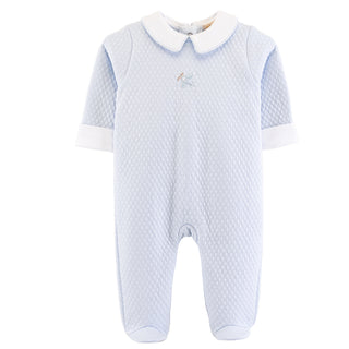 Lullaby Flight Pima Jacquard Footie w/ Embroidered Collar