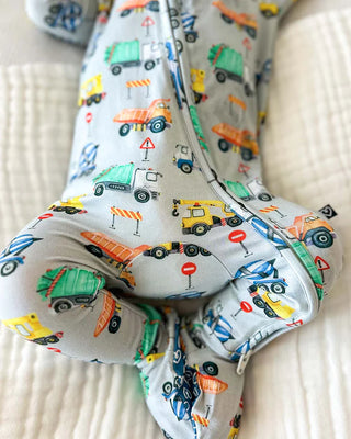 Lev Baby Mark Zippered Footie - Construction Trucks