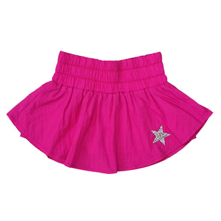 Little Olin Fuchsia Gathered Double-layer Mini Skort