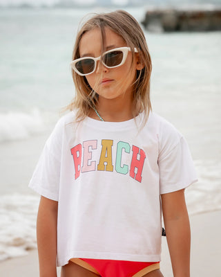 Feather 4 Arrow White Beach Boxy Crop Tee