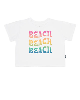 F4A White Beach Boxy Crop Tee
