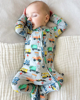 Lev Baby Mark Zippered Footie - Construction Trucks