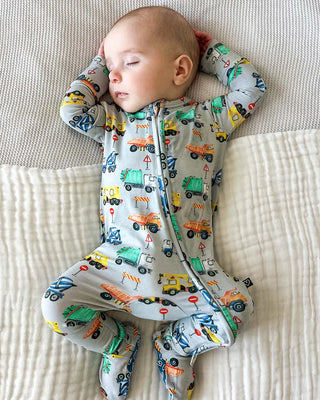 Lev Baby Mark Zippered Footie - Construction Trucks