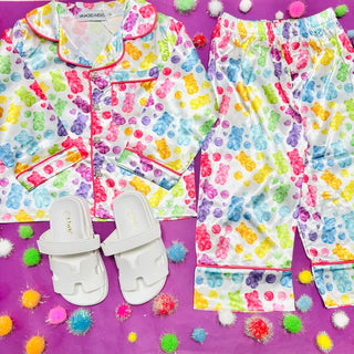 Mini Dreamers Candy Bear Silky Pajama Set