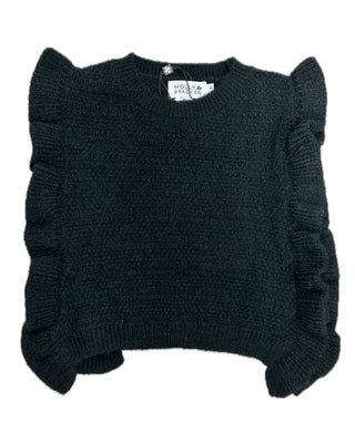Girls Knitted Sleeveless Sweater - Black