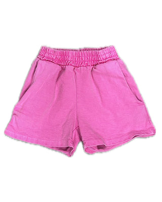 Erge Washed Denim Short - Neon Fushcia