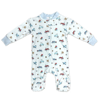 Baby Loren Zipper Footie - Trains & Planes