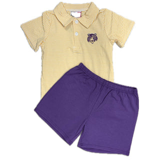 Banana Split Purple/Gold Tiger Boys Short Set