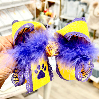 Karen's Creations Purple/Gold Overlay Bows