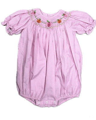 Baby Sen Pink Gingham Georgette Smocked Bishop Pumpkin bubble