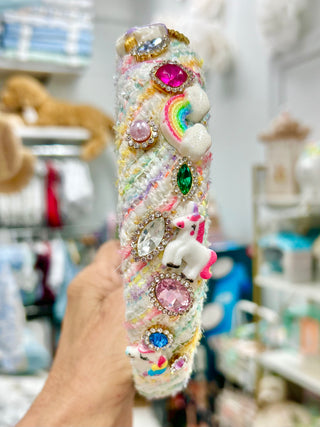 Bari Lynn Tweed Jeweled Headband with Charms