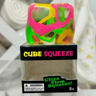 Cube Squeeze Neon Splatter Squishy