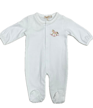 Baby Club Chic Pink Embroidery - Rocking Horse Footie