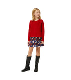 Girl Red Knit Flared Sweater