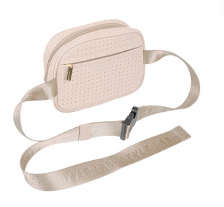 Perforated Bum Bag with Pin Taupe