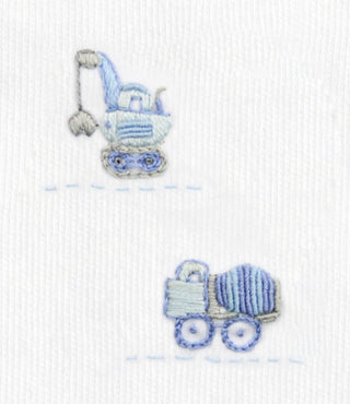 LydaBaby Building Land Baby Boy Hand Embroidered Footie with Snaps