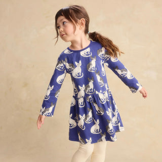Tea Collection Long Sleeve Skirted Dress - Cornish Rex Cats