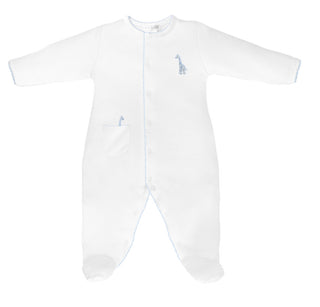 LydaBaby Safari Baby Boy Hand Embroidered Footie with Snaps