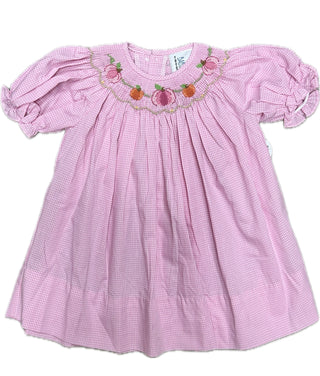 Baby Sen Pink Gingham Georgette Smocked Bishop Pumpkin Dress