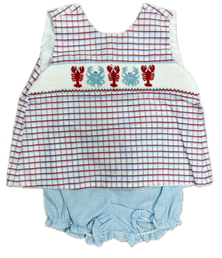 Krewe Smocked Crab/Crawfish Diaper Set