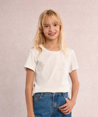 Molly Bracken Girls White Blinged Knitted Tee