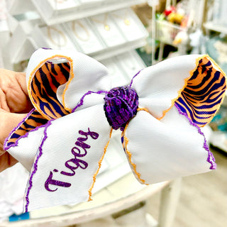 Karen's Creations Purple/Gold Overlay Bows