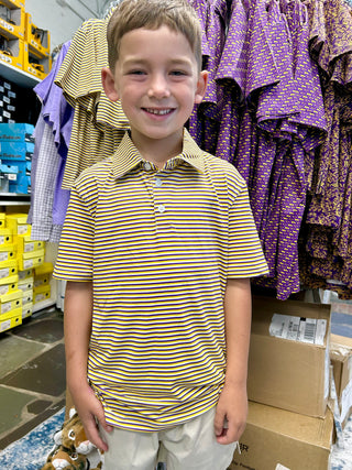 Meripex Purple/Gold/White Stripe Polo