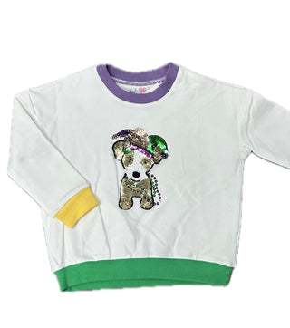 Lulu Bebe Sequin Mardi Gras Pup Sweatshirt