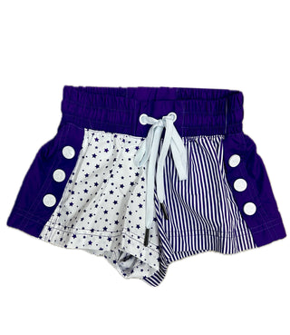 Azarhia Stars and Stripes Gameday Color Block Shorts Purple