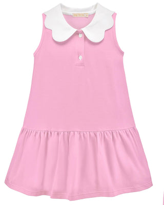 Baby Club Chic Blossom Pink Solid Dress with Scalloped Collar