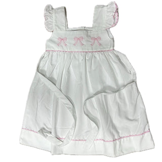 Sweet Dreams White Dress w/ Pink Embroidered Bows
