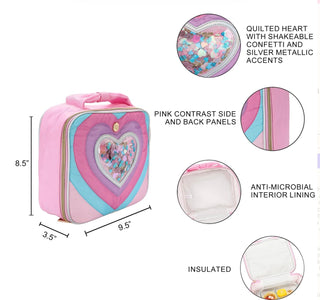 Packed Party Taylor Quilted Confetti Hearts Insulated Lunchbox