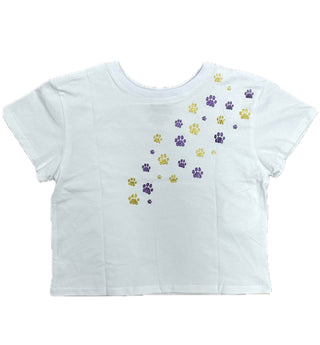 Azarhia Glitter Falling Paws White Boxy Tee