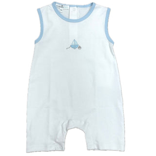 Magnolia Baby Blue Tiny Sailboat Emb Sleeveless Romper