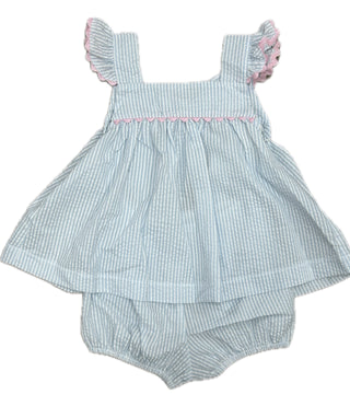 Blue Seersucker Sally Swing Set