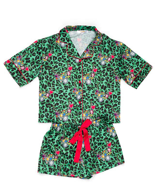 Sunshine Society Guilded Leopard Silky Pajama Set