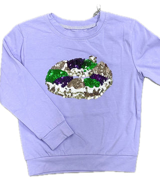 LuLu Bebe Lavender King Cake Sequin Tee Long Sleeve