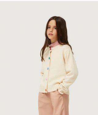 Ivory Cardigan Sweater with Heart Button Detail