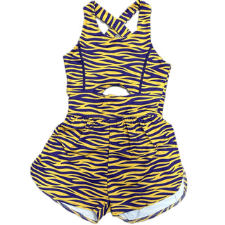 Belle Cher Tiger Striped Haddie Romper