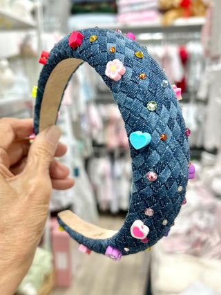 Bari Lynn Crystallized Denim Weave Headband- Charm