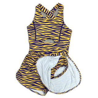 Belle Cher Tiger Striped Haddie Romper