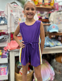 Belle Cher Purple Knit Romper with Purple/Gold Sequin Stripes