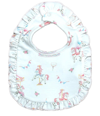 Baby Club Chic Watercolor Printed Bib - Ruffle Pink Carousel
