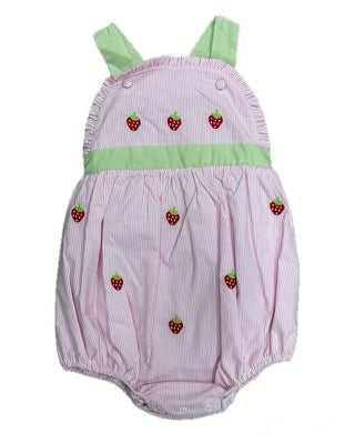 Zuccini Seersucker Strawberry Bibbie Bubble